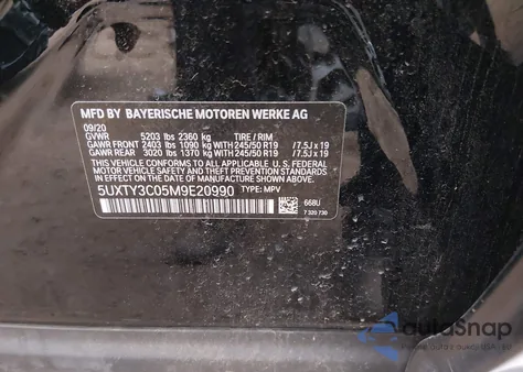 2021 BMW X3 Sdrive30I из США, поврежденный, VIN 5UXTY3C05M9E20990